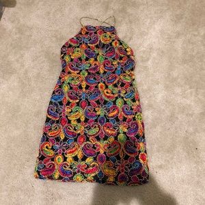 Embroidered colorful fitted dress